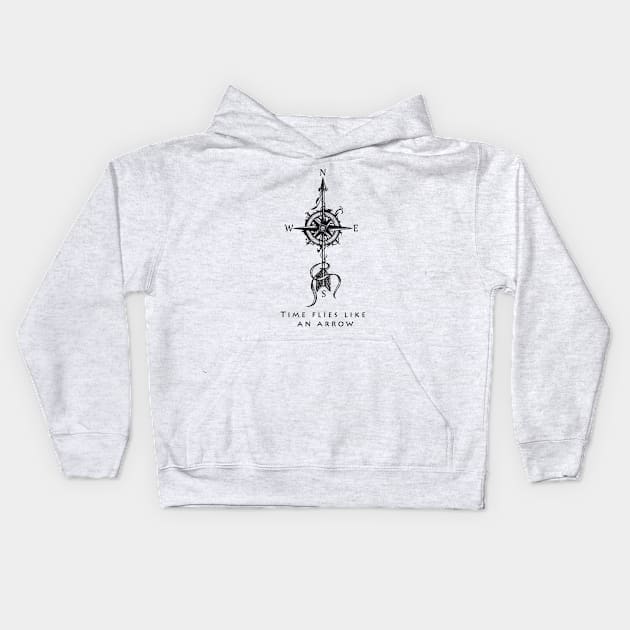 Time flies like an arrow - compass with arrow (tattoo) Kids Hoodie by beatrizxe